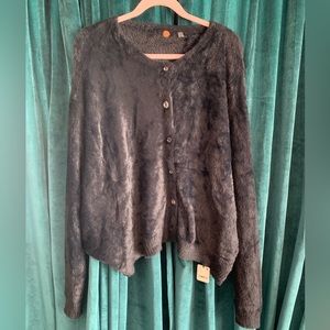 Free People Allegra Cardigan Black Jewel Buttons super soft NEW